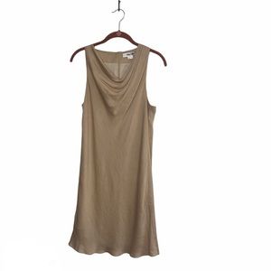 Helmut Lang Beige Cowl Neck Sleeveless Shift Dress